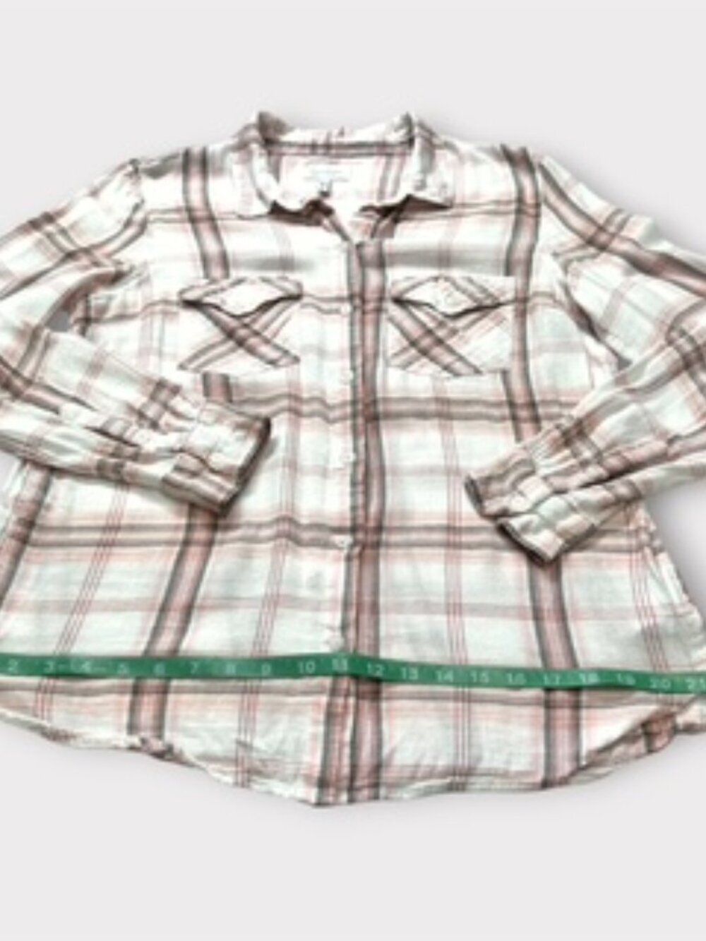 Jessica Simpson Womens Plaid Button-Up Shirt Long Sleeve Pink Multicolor Size L - Picture 9 of 15